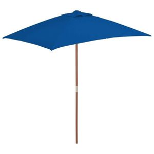vidaXL Umbrelă de soare de exterior, stâlp lemn, albastru, 150x200 cm imagine