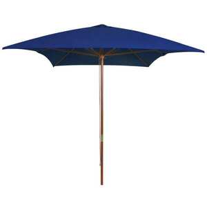 vidaXL Umbrelă de soare, exterior, stâlp lemn, albastru, 200x300 cm imagine