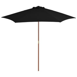 vidaXL Umbrelă de soare de exterior cu stâlp din lemn, negru, 270 cm imagine