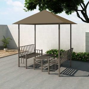 vidaXL Pavilion grădină masă/bănci, gri taupe, 2, 5x1, 5x2, 4 m, 180 g/m² imagine