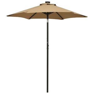 vidaXL Umbrelă de soare cu lumini LED, gri taupe, 200x211 cm, aluminiu imagine
