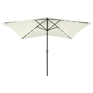 vidaXL Umbrelă de soare cu stâlp din oțel & LED-uri, nisipiu, 2x3 m imagine