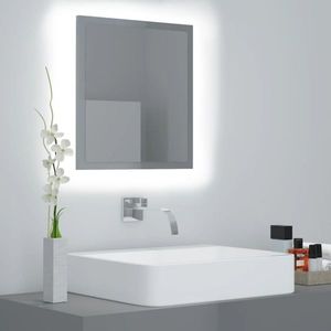 vidaXL Oglindă de baie cu LED, gri extralucios, 40x8, 5x37 cm, acril imagine