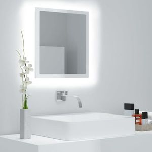 vidaXL Oglindă de baie cu LED, alb extralucios, 40x8, 5x37 cm, acril imagine