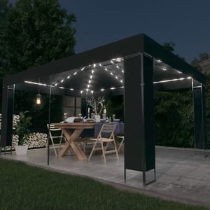 vidaXL Pavilion cu șir de lumini LED, antracit, 3x4 m imagine