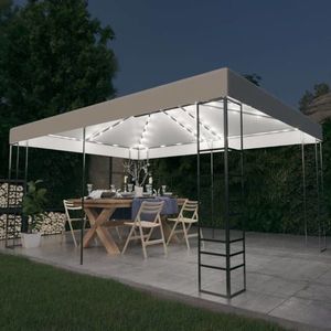 vidaXL Pavilion cu șir de lumini LED, alb, 4x3x2, 7 m imagine
