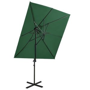 vidaXL Umbrelă suspendată cu înveliș dublu, verde, 250x250 cm imagine