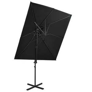 vidaXL Umbrelă suspendată cu înveliș dublu, negru, 250x250 cm imagine