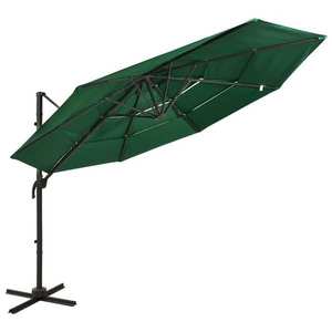vidaXL Umbrelă de soare 4 niveluri, stâlp de aluminiu, verde, 3x3 m imagine