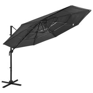 vidaXL Umbrelă de soare 4 niveluri, stâlp de aluminiu, antracit, 3x3 m imagine