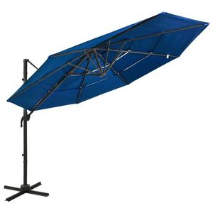 vidaXL Umbrelă de soare 4 niveluri, stâlp de aluminiu, azuriu, 3x3 m imagine