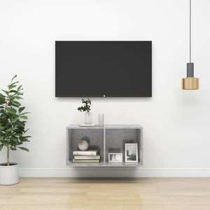 vidaXL Dulap TV montat pe perete, gri beton, 37x37x72 cm, PAL imagine