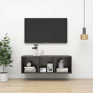 vidaXL Dulap TV montat pe perete, gri, 37x37x107 cm, PAL imagine