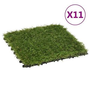 vidaXL Plăci de iarbă artificială, 11 buc, verde, 30x30 cm imagine