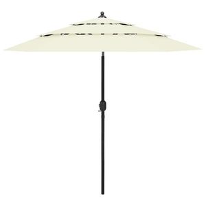 vidaXL Umbrelă de soare 3 niveluri, stâlp de aluminiu, nisipiu, 2, 5 m imagine