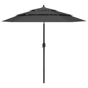 vidaXL Umbrelă de soare 3 niveluri, stâlp de aluminiu, antracit, 2, 5 m imagine