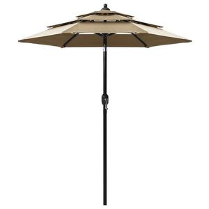 vidaXL Umbrelă de soare 3 niveluri, stâlp aluminiu, gri taupe, 2 m imagine