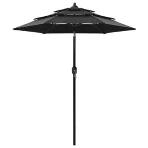vidaXL Umbrelă de soare 3 niveluri, stâlp de aluminiu, negru, 2 m imagine
