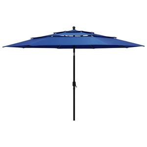 vidaXL Umbrelă de soare 3 niveluri, stâlp de aluminiu, azuriu, 3, 5 m imagine