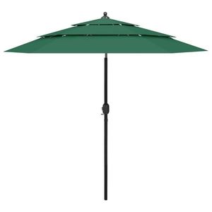 vidaXL Umbrelă de soare 3 niveluri, stâlp de aluminiu, verde, 2, 5 m imagine
