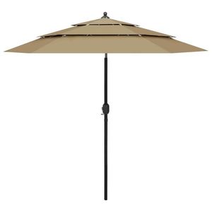 vidaXL Umbrelă de soare 3 niveluri, stâlp aluminiu, gri taupe, 2, 5 m imagine