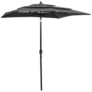vidaXL Umbrelă de soare 3 niveluri, stâlp de aluminiu, antracit, 2x2 m imagine