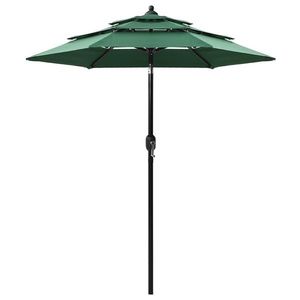 vidaXL Umbrelă de soare 3 niveluri, stâlp de aluminiu, verde, 2 m imagine