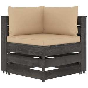 vidaXL Canapea de colț modulară cu perne, gri, lemn impregnat imagine