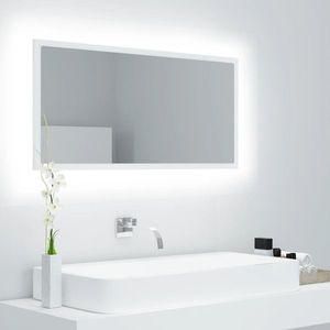 vidaXL Oglindă de baie cu LED, alb, 90x8, 5x37 cm, acril imagine