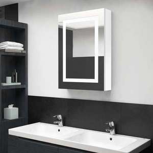 vidaXL Dulap de baie cu oglindă și LED, alb strălucitor, 50x13x70 cm imagine