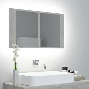 vidaXL Dulap de baie cu oglindă & LED, gri beton, 80x12x45 cm acril imagine