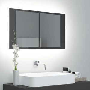 vidaXL Dulap de baie cu oglindă și LED, gri extralucios 80x12x45 acril imagine