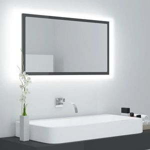 vidaXL Oglindă de baie cu LED, gri extralucios, 80x8, 5x37 cm, acril imagine