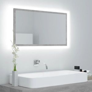 vidaXL Oglindă de baie cu LED, gri beton, 80x8, 5x37 cm, acril imagine