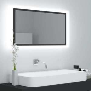 vidaXL Oglindă de baie cu LED, gri, 80x8, 5x37 cm, acril imagine