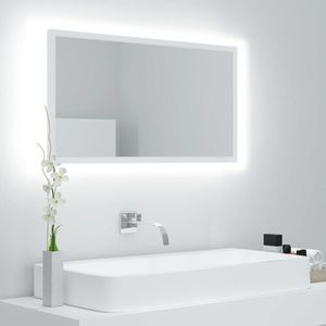 vidaXL Oglindă de baie cu LED, alb, 80x8, 5x37 cm, acril imagine