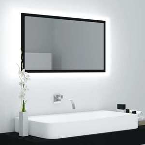 vidaXL Oglindă de baie cu LED, negru, 80x8, 5x37 cm, acril imagine