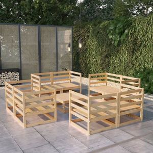 vidaXL Set mobilier relaxare de grădină, 9 piese, lemn masiv de pin imagine