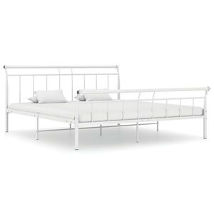 vidaXL Cadru de pat, alb, 200x200 cm, metal imagine