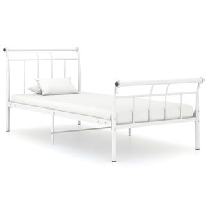 vidaXL Cadru de pat, alb, 100x200 cm, metal imagine