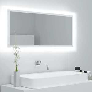 vidaXL Oglindă de baie cu LED, alb, 100x8, 5x37 cm, acril imagine