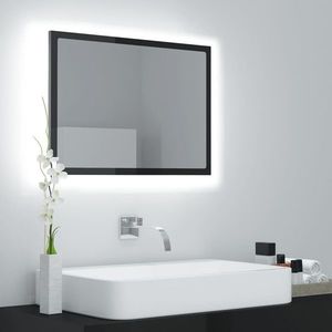 vidaXL Oglindă de baie cu LED, negru extralucios, 60x8, 5x37 cm, acril imagine