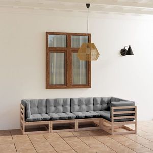 vidaXL Set mobilier de grădină, 5 piese, cu perne, lemn masiv de pin imagine