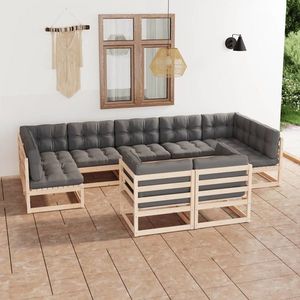 vidaXL Set mobilier grădină cu perne, 9 piese, lemn masiv de pin imagine