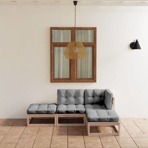 vidaXL Set mobilier de grădină cu perne, 4 piese, lemn masiv de pin imagine