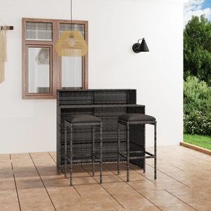 vidaXL Set mobilier bar de grădină cu perne, 3 piese, gri imagine