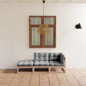 vidaXL Set mobilier grădină cu perne, 3 piese, lemn masiv de pin imagine