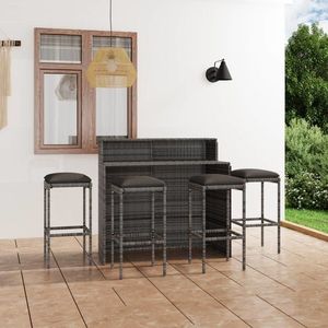 vidaXL Set mobilier bar de grădină cu perne, 5 piese, gri imagine