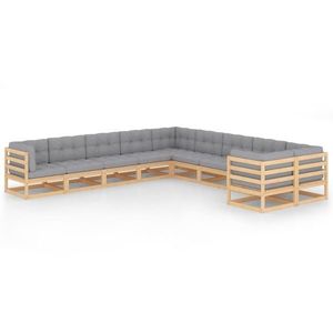vidaXL Set mobilier grădină cu perne, 10 piese, lemn masiv de pin imagine