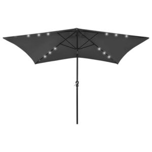 vidaXL Umbrelă de soare cu LED-uri și stâlp din oțel, antracit, 2x3 m imagine